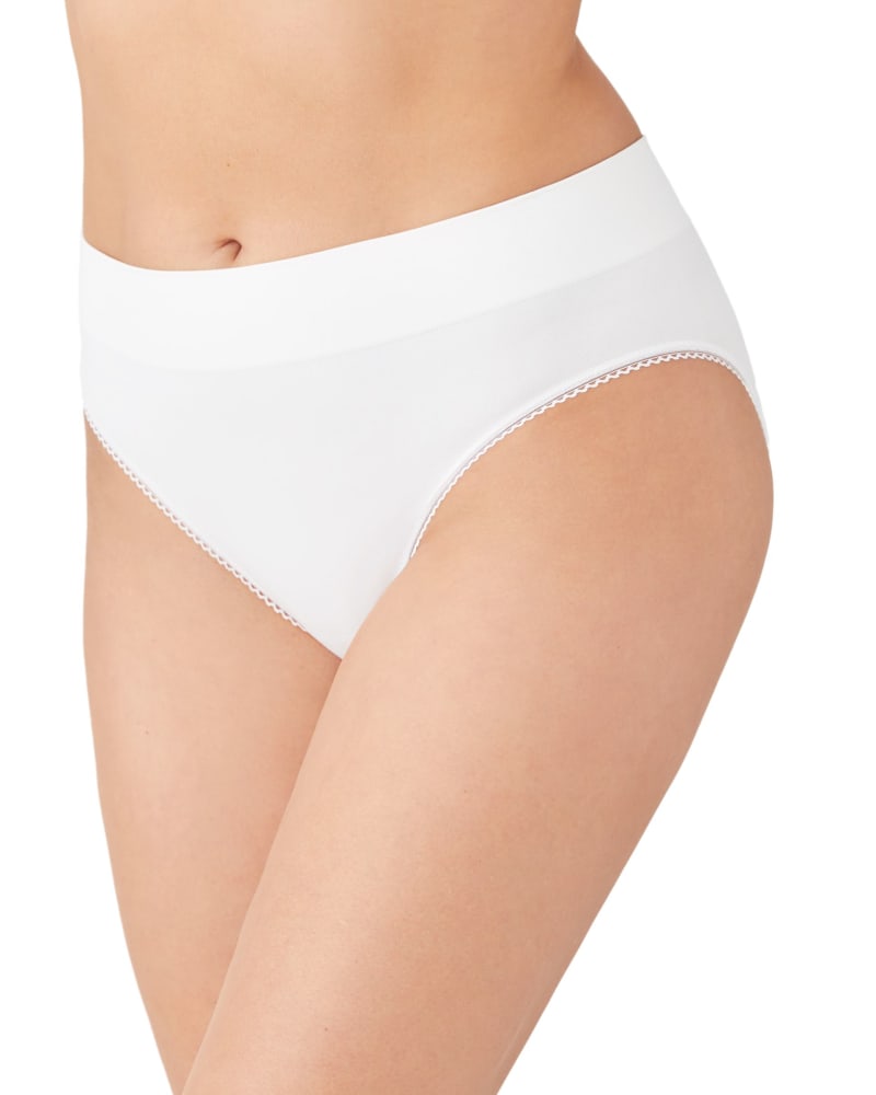 Front of a model wearing a size 2XL Feeling Flexible Hi Cut in White by Wacoal. | dia_product_style_image_id:304075